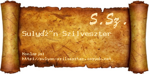 Sulyán Szilveszter névjegykártya